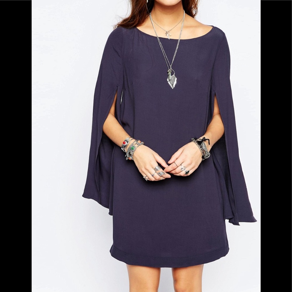 NWT FREE PEOPLE Some Like It Hot Cape Dress with Split Sleeves in Mineral S - Picture 9 of 13